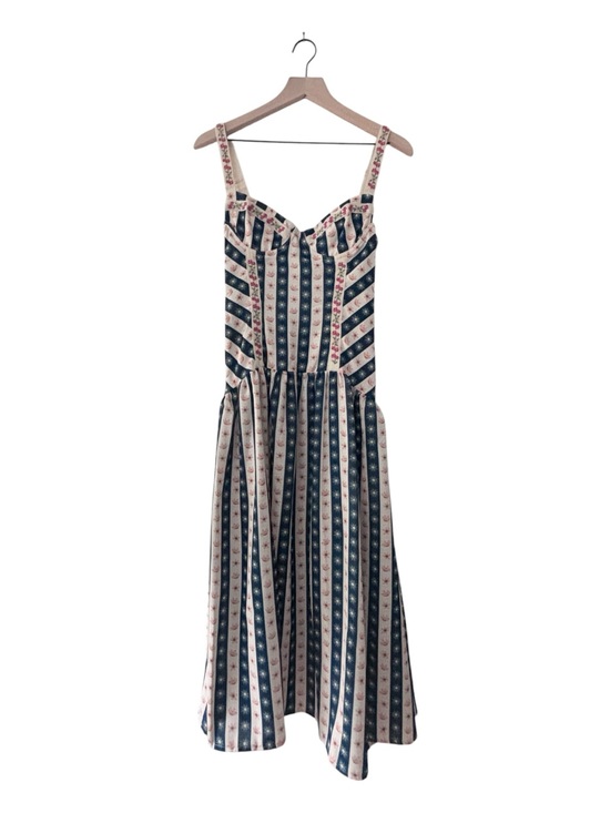 Agua Bendita Dresses & Skirts - Agua Bendita Rayna Corset Midi Dress Embroidered Straps NWT Small